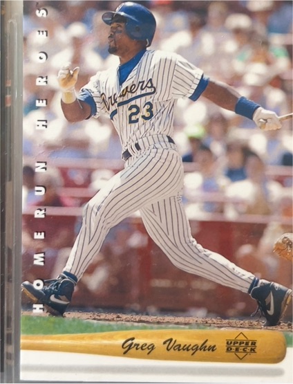 1993 Upper Deck #HR15 Greg Vaughn Milwaukee Brewers Home Run Heroes — front