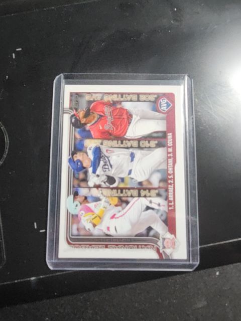 2025 Topps Series 1 #347 NL Batting Average Leaders Shohei Ohtani / Luis Arraez / Marcell Ozuna — front