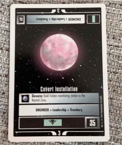 1994 Star Trek CCG 1st Edition Premiere Unlimited WB #35 Covert Installation Devora — front