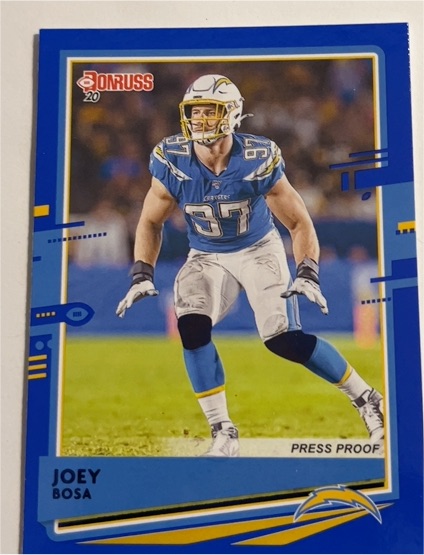 2020 Donruss #136b Joey Bosa Press Proof Blue — front