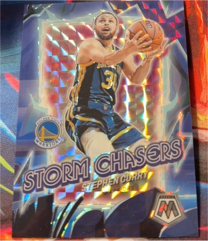 2023-24 Panini Mosaic #19 Stephen Curry Storm Chasers — front