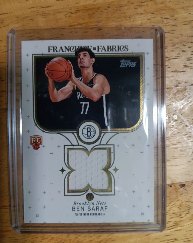 2025-26 Topps Franchise Fabrics #FF-BS Ben Saraf Brooklyn Nets Rookie Relic — front