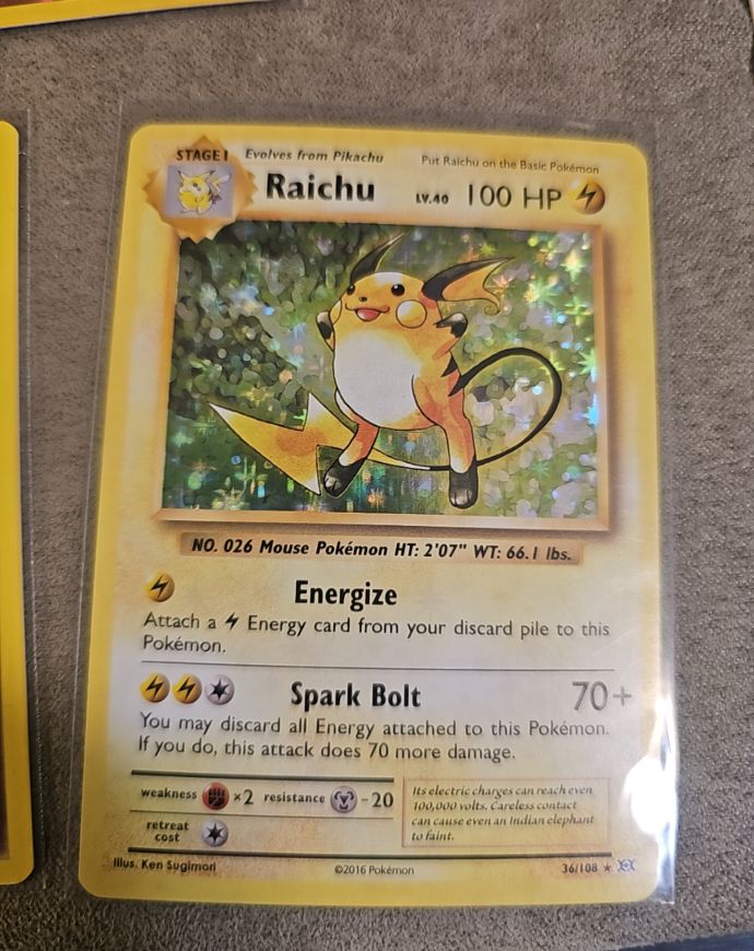 2016 Pokémon XY Evolutions #36 Raichu — front