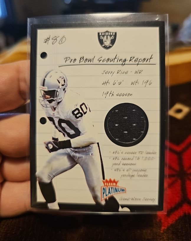 2003 Fleer Platinum #15 PBSR Jerry Rice Pro Bowl Scouting Report — front