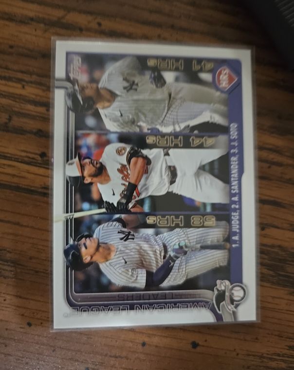 2025 Topps Series 1 #79 American League Home Run Leaders Aaron Judge / Anthony Santander / Juan Soto — front