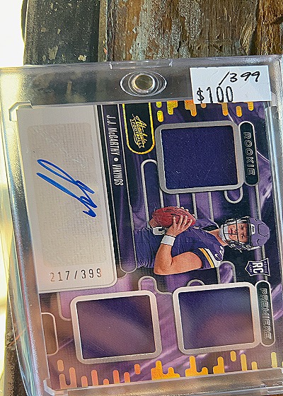 2024 Panini Absolute Rookie Premiere Materials J.J. McCarthy #RPM-JMY — front