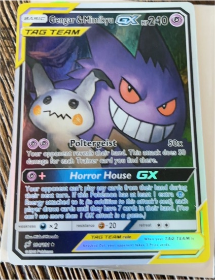 2019 Pokémon Sun & Moon Team Up #165 Gengar & Mimikyu GX — front