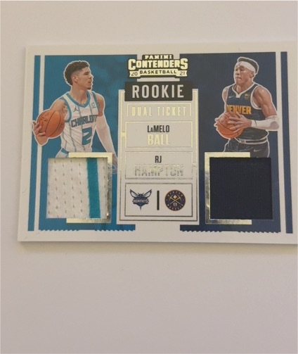 2020 Panini Contenders Rookie Dual Ticket #RD-3 LaMelo Ball RJ Hampton — front