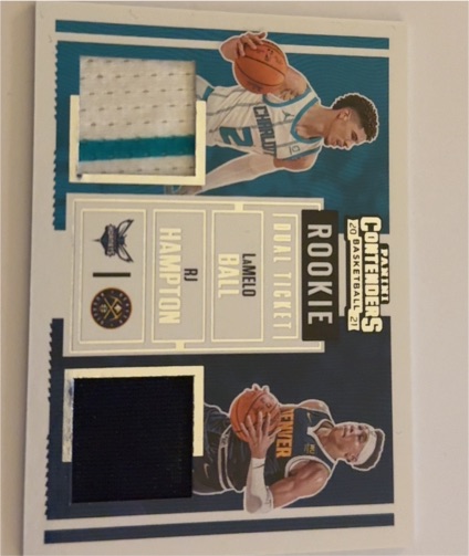 2020 Panini Contenders Rookie Dual Ticket #RD-LR LaMelo Ball RJ Hampton — front