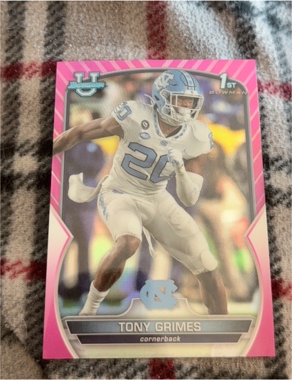 2022 Bowman University Chrome Pink Refractor #75 Tony Grimes — front
