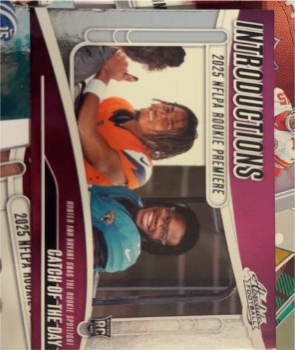2025 Panini Absolute Introductions #I-THR Travis Hunter & Pat Bryant Catch Of The Day — front