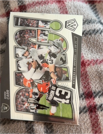 2022 Panini Mosaic #B-14 Derek Carr Bang! — front