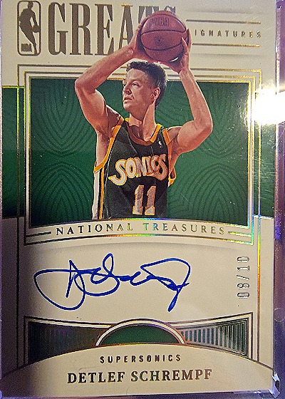 2019-20 Panini National Treasures Greats Signatures #GS-DS Detlef Schrempf — front