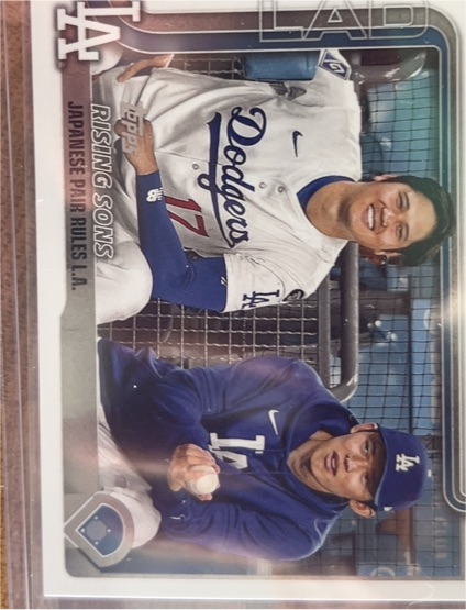 2025 Topps Update #US269 Rising Sons Shohei Ohtani & Roki Sasaki — front
