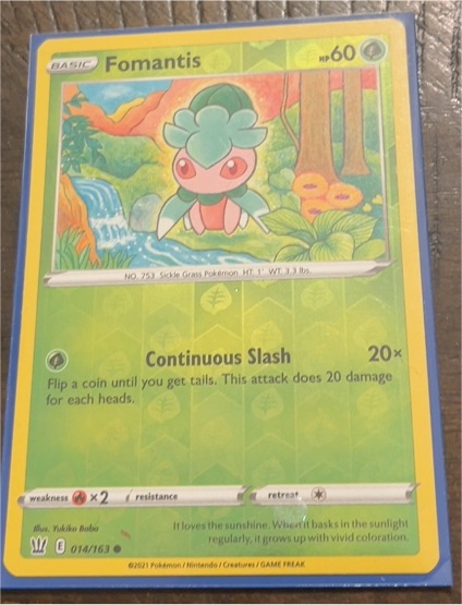 2021 Pokémon Sword & Shield Battle Styles #014 Fomantis — front