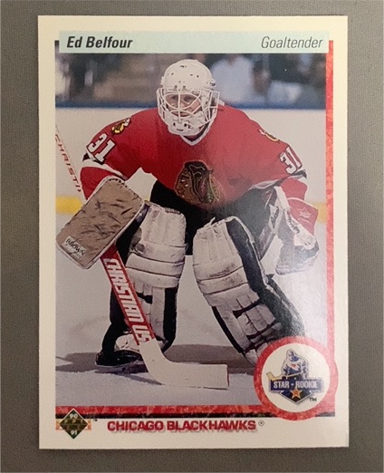 1990-91 Upper Deck #55 Ed Belfour Rookie Card Chicago Blackhawks — front