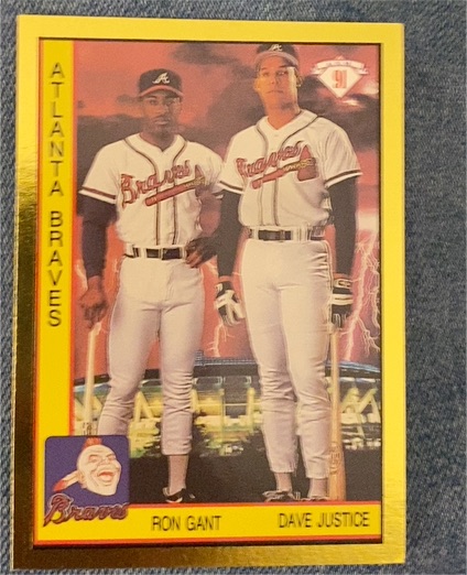 1988 Score #637 Ron Gant & Dave Justice — front
