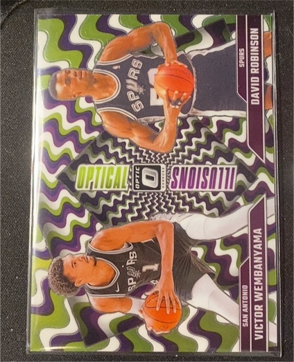 2024-25 Panini Donruss Optic Optical Illusions #5 Victor Wembanyama / David Robinson — front
