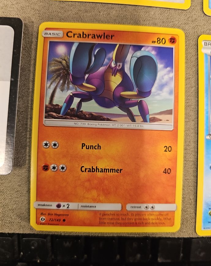 2017 Pokémon Sun & Moon #72 Crabrawler — front