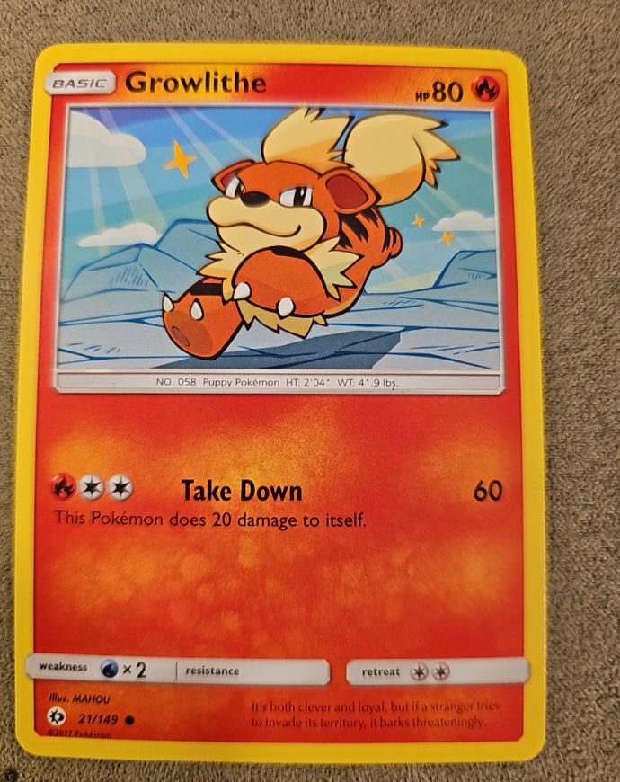 2017 Pokemon Sun & Moon #21 Growlithe — front