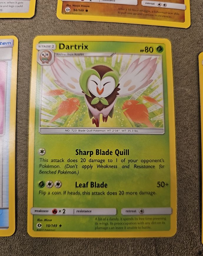 2017 Pokemon Sun & Moon #10 Dartrix — front