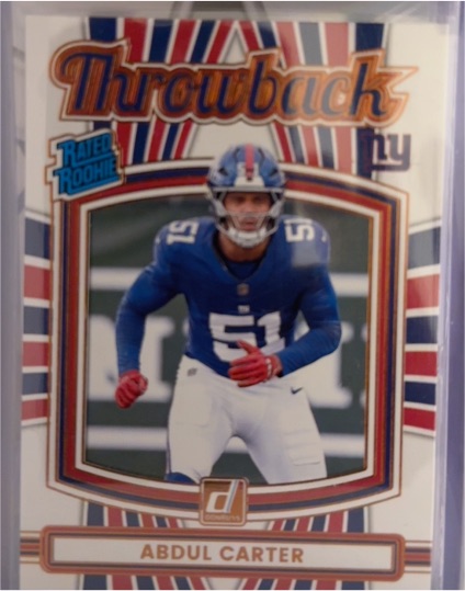 2025 Panini Donruss #49 Abdul Carter Throwback Rated Rookie — front