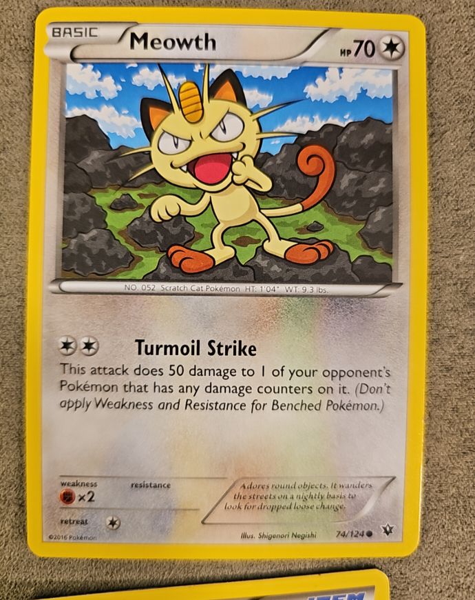2016 Pokémon XY Fates Collide #74 Meowth — front