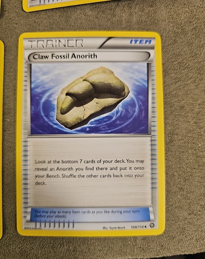 2016 Pokémon Steam Siege #100 Claw Fossil Anorith — front