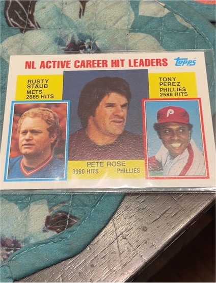 1984 Topps #702 NL Active Career Hit Leaders Pete Rose Rusty Staub Tony Perez — front