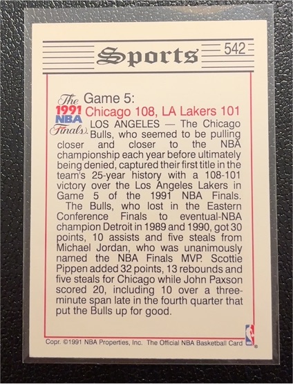 1991 NBA #542 Michael Jordan Chicago Bulls — front