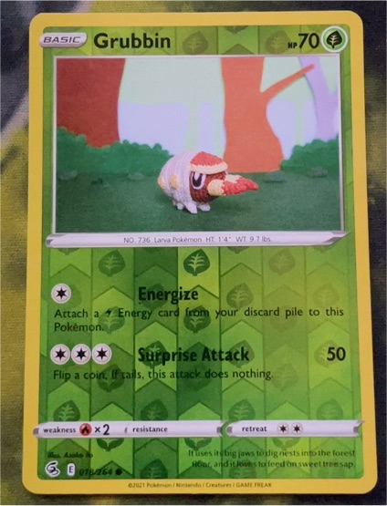 2021 Pokémon SWSH08: Fusion Strike #018 Grubbin — front