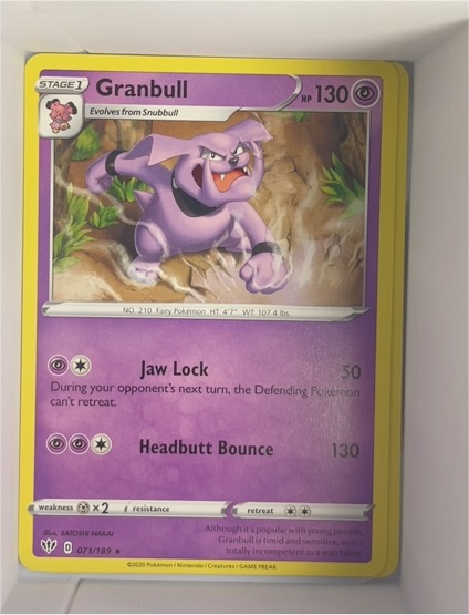 2020 Pokémon Darkness Ablaze #071 Granbull — front
