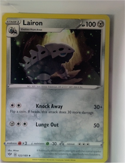 2020 Pokémon Sword & Shield Darkness Ablaze #122 Lairon — front