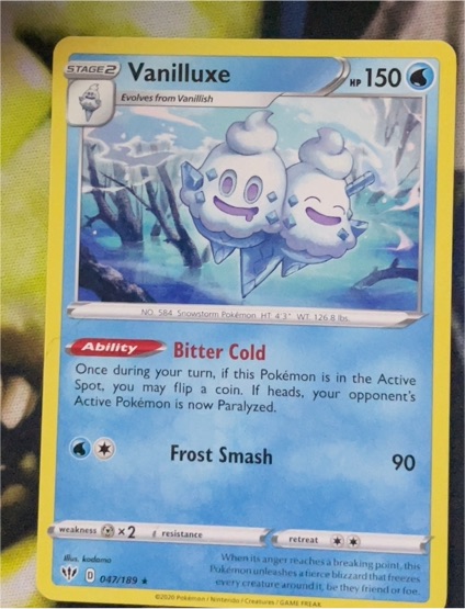 2020 Pokémon TCG Darkness Ablaze #047 Vanilluxe — front
