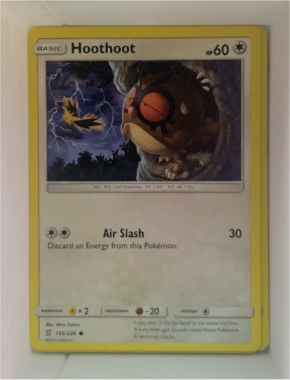 2019 Pokémon Sun & Moon Unified Minds #165 Hoothoot — front