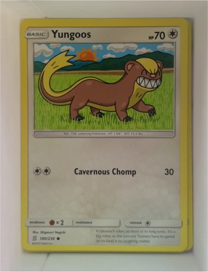 2019 Pokémon Unified Minds #180 Yungoos — front