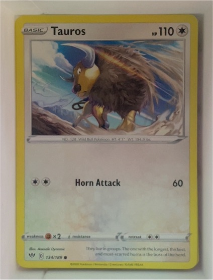 2020 Pokémon Darkness Ablaze #134 Tauros — front
