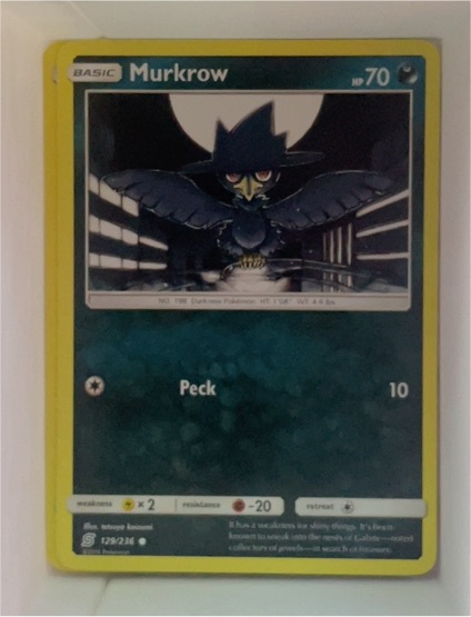 2019 Pokemon Unified Minds #129 Murkrow — front