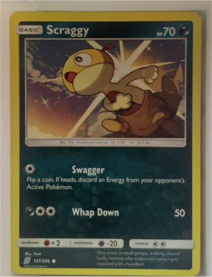 2019 Pokemon SM Unified Minds #137 Scraggy — front