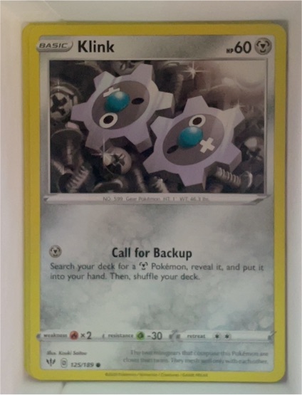 2020 Pokemon Sword & Shield Darkness Ablaze #125 Klink — front