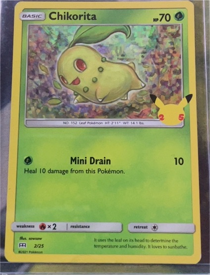 2021 Pokémon McDonald's 25th Anniversary Promo #2 Chikorita — front