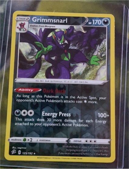 2020 Pokémon Sword & Shield Rebel Clash #125 Grimmsnarl — front