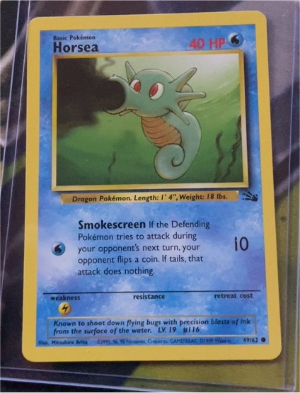 1999 Pokémon Fossil #49 Horsea — front