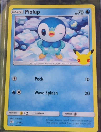2021 McDonald's 25th Anniversary Promos #20 Piplup — front