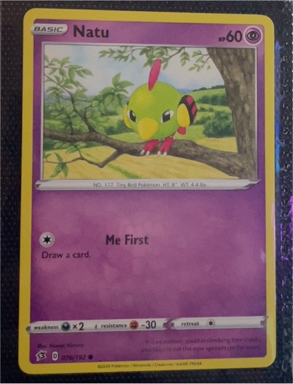 2020 Pokémon Sword & Shield Rebel Clash #076 Natu — front