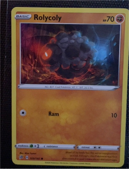 2020 Pokémon SWSH02: Rebel Clash #105 Rolycoly — front