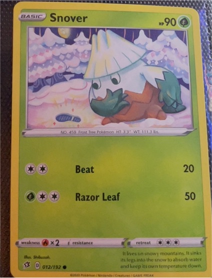 2020 Sword & Shield Rebel Clash #012 Snover — front