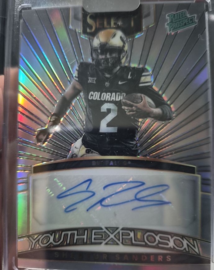 2025 Panini Select #SSXXX Shedeur Sanders Youth Explosion Rated Prospect Autograph — front