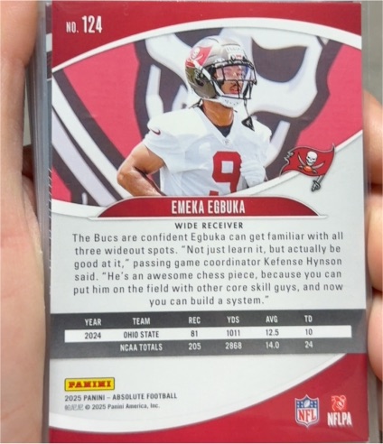 2025 Panini Absolute #124 Emeka Egbuka — front