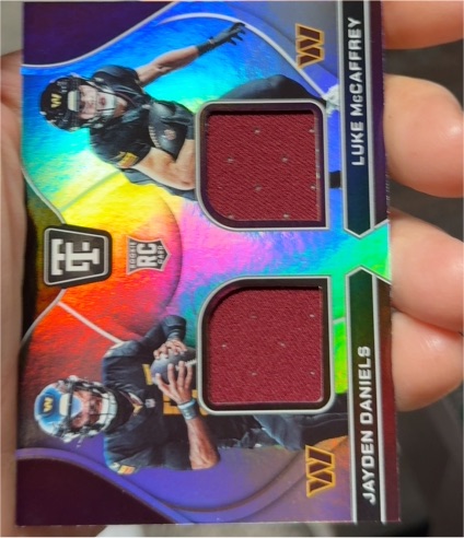 2024 Panini Totally Certified Rookie Dual Swatches #RDS-WAS Jayden Daniels Luke McCaffrey — front
